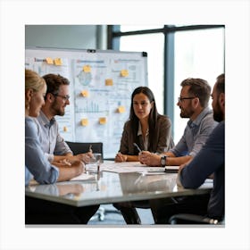 Business Strategy Meeting In Action With A Diverse Group Of Four Adults Two Women And Two Men Stra (1) Canvas Print