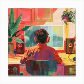 Gamer In Front Of Computer 1 Canvas Print