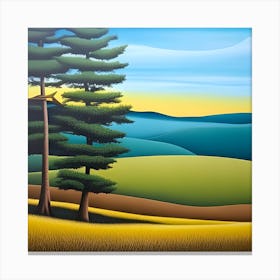Landscape With Pine Trees Canvas Print