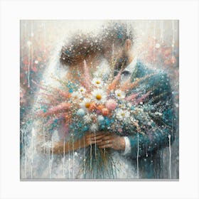 Bride And Groom In The Rain Canvas Print