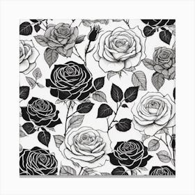 Black And White Roses 7 Canvas Print