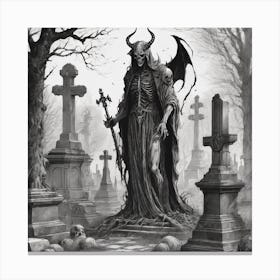 Demon In The Cemetery Canvas Print