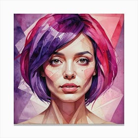 Portrait Of A Woman With Purple Hair Canvas Print