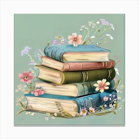 Wildflower Antique Books And Flowers 1 Canvas Print