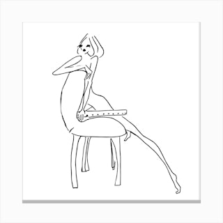 At Home Square Canvas Line Art Print