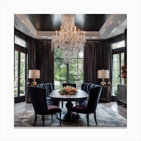 700564 Elegant Dining Room With Crystal Chandelier, Dark Xl 1024 V1 0 Canvas Print