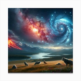 Wolf Galaxy Volcano 5 Canvas Print