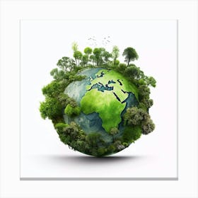 Earth Globe With Trees Canvas Print
