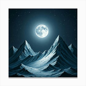 Full Moon Over Mountains Canvas Print