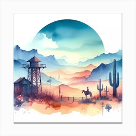 Watercolor Of A Desert Landscape Canvas Print