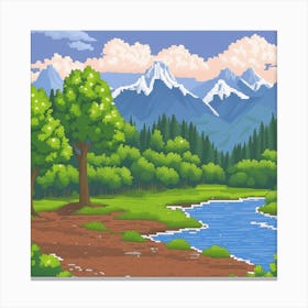 Landscape Pixel Art Canvas Print