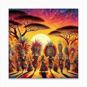 African Dancers Artwork Canvas Print