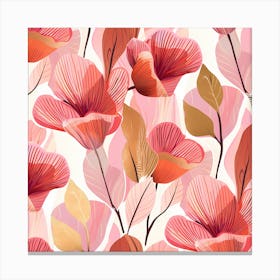 Pink Flowers Seamless Pattern Canvas Print