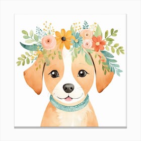 Floral Baby Dog Nursery Illustration (25) Canvas Print