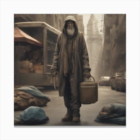 Homeless Traveler Sf Intricate Artwork Masterpiece Ominous Matte Painting Movie Poster Golden Canvas Print