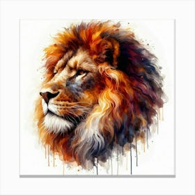 Lion Head Painting in water color 1 Canvas Print