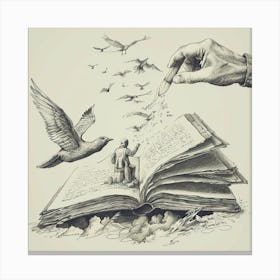 Book And Birds Canvas Print