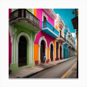 Colorful Street In Cuba Canvas Print