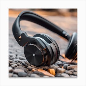 Headphones On The Ground Canvas Print