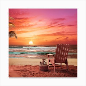 Sunset On The Beach 1 Canvas Print