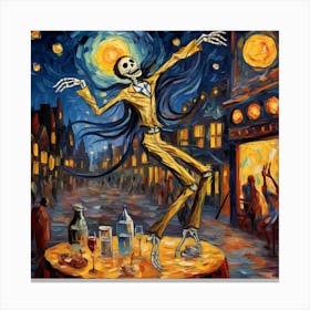 Skeleton At Night Canvas Print