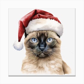 Siamese Cat In Santa Hat 10 Canvas Print