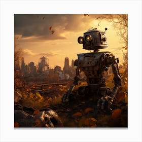 Robot In A Post apocalyptic world 1 Canvas Print