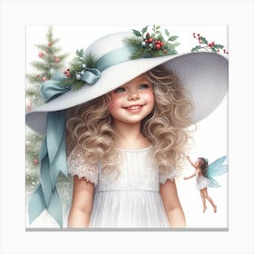 Girl and a Christmas Fairy Canvas Print