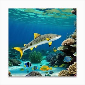 Sharks And Corals Canvas Print
