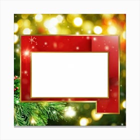 A Festive Greeting Card Photo Design Featuring A Sparkling Gold Framed Tree Branch Captured In Vivi (6) Canvas Print