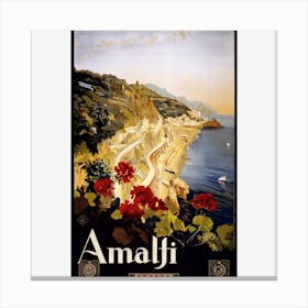 Vintage Travel Poster Amalfi Coast Italy Canvas Print
