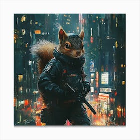 Futuristic City Ninja Squirrel Backdrop 6 Canvas Print