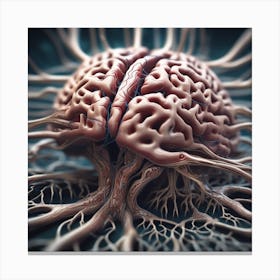 Human Brain With Roots Canvas Print
