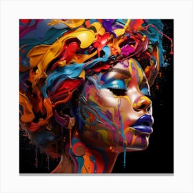 Portrait Of A Woman With Colorful Paint Canvas Print