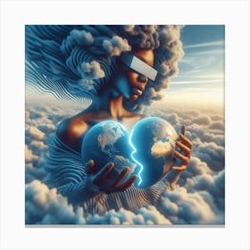 Woman Holding A Broken Earth 1 Canvas Print