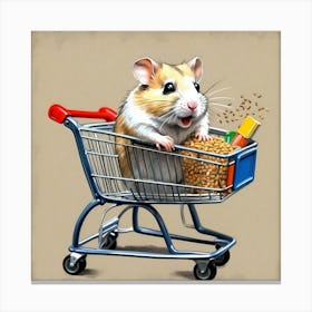 Hamster In Shopping Cart Canvas Print