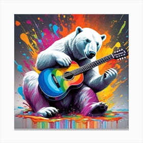 Polar Bear Playing Guitar Canvas Print