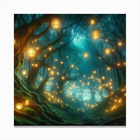 Fairy Lanterns In The Forest Canvas Print