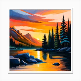 Sunset In The Mountains Canvas Print