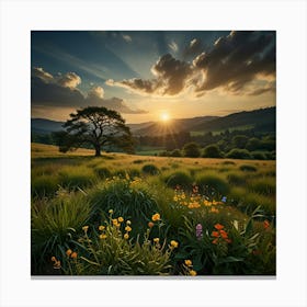 Sunset In The Meadow 15 Canvas Print