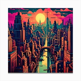 Cityscape At Sunset Canvas Print