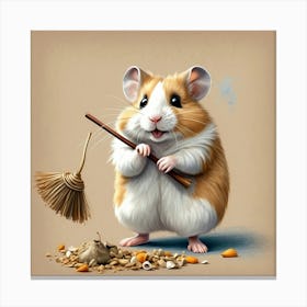 Hamster With Broom 1 Canvas Print