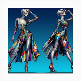 Two Women In Futuristic Fashion Canvas Print