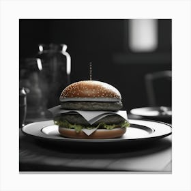 Burger On A Plate 11 Canvas Print