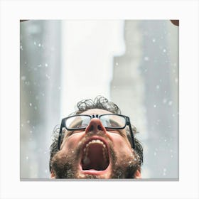 Man Yelling In The Rain Canvas Print