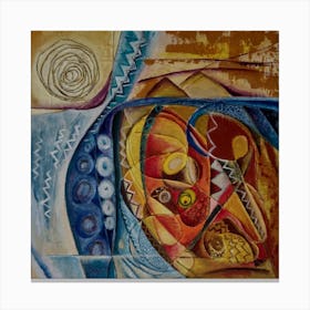 Abstract Wall Art with Vibrant Blues & Reds Canvas Print