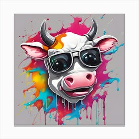 Cow With Sunglasses Canvas Print