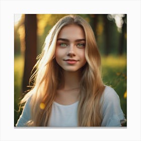 Portrait Of A Girl In The Forest Canvas Print