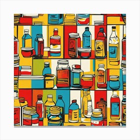Jars And Bottles Seamless Pattern Canvas Print