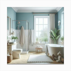 Blue Bathroom Canvas Print